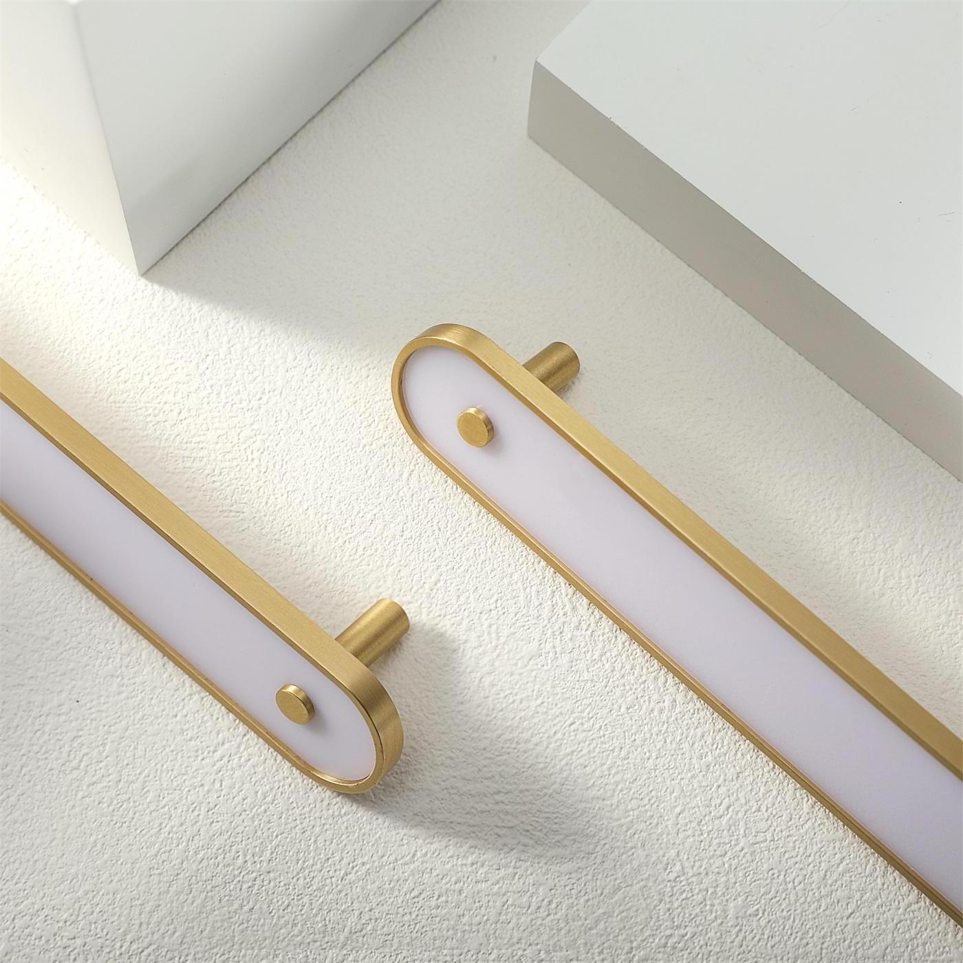 Maxery Unique Design Pull Handle Acrylic Brass Cabinet Handle White Furniture Handle for Home Hotel Decoration