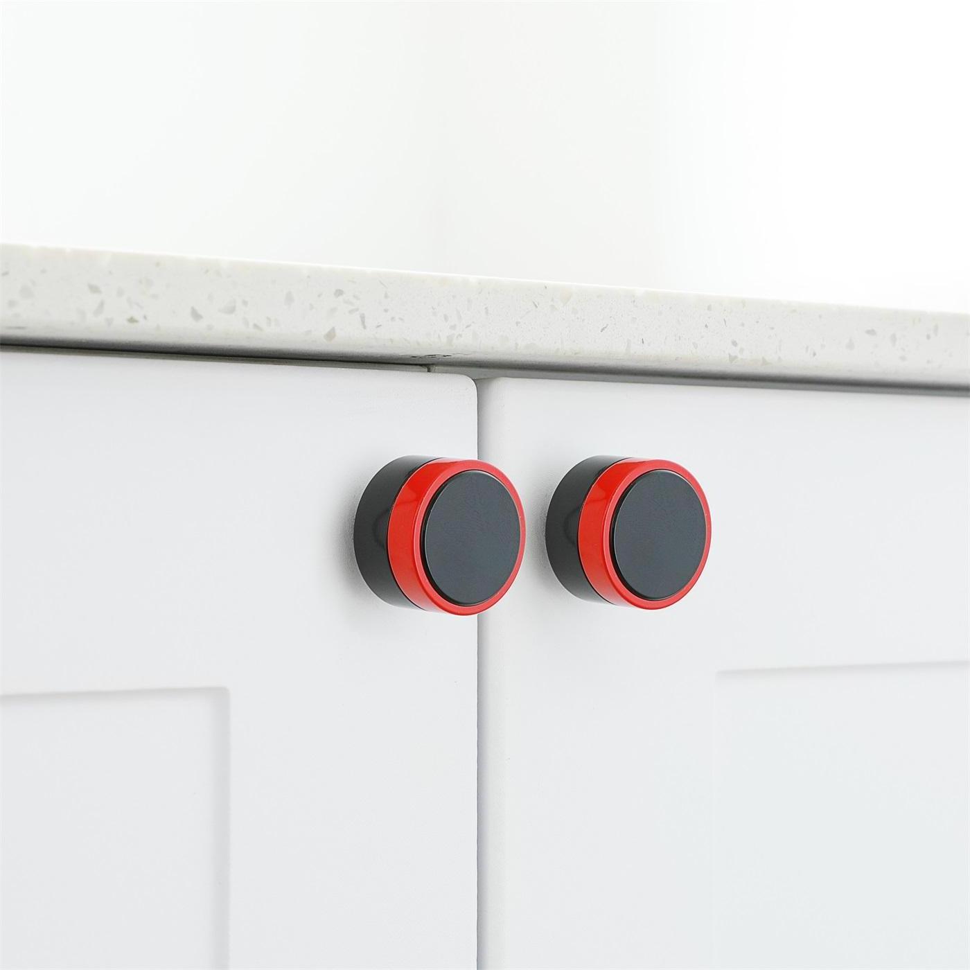 Maxery High Quality Round Cabinet Knobs Solid Brass Kitchen Cabinet Pull Black and Red Dresser Knobs Furniture Hardware