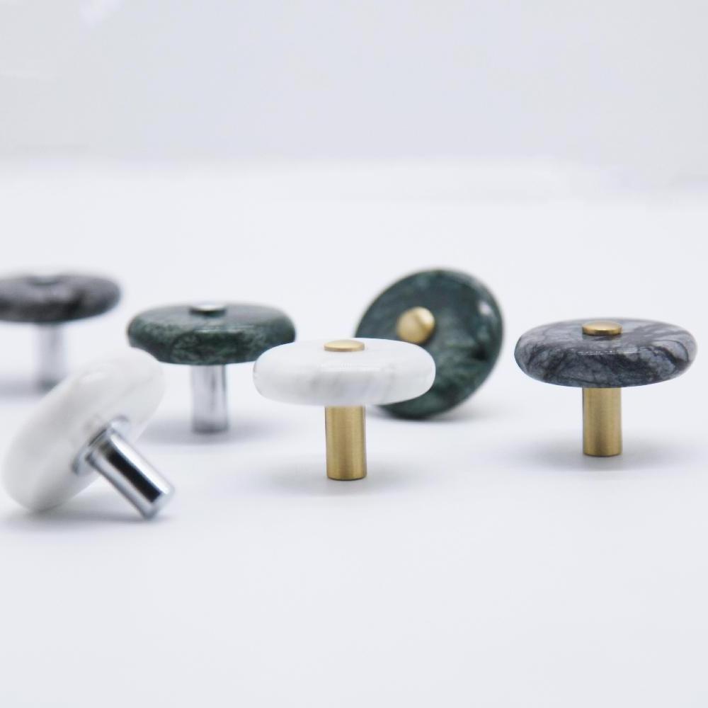 Maxery Delicate Marble Small Knobs Drawer Pulls Brass Round Drawer Pull Furniture Hardware with Different Colors for Home Hotel