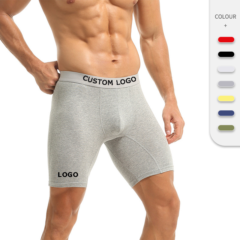 Maxesc OEM ODM Custom Boxer Briefs For Men Bermuda Masculina Long Legs Cotton Boxer Briefs