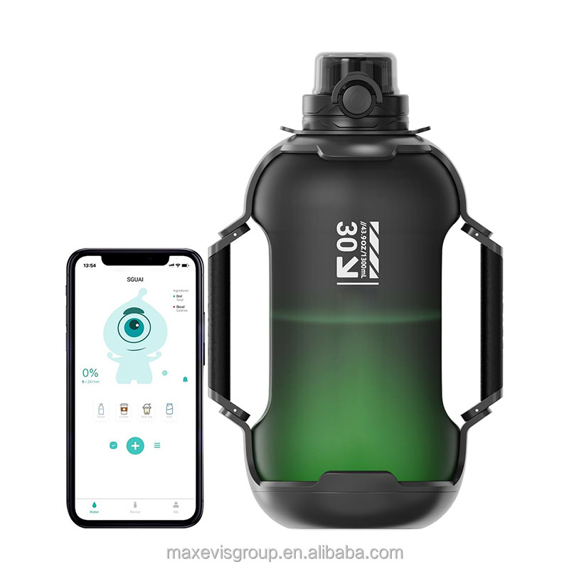 New arrival 44oz sports water bottles tracks water intake drinking bottle tritan sguai smart water bottle with app