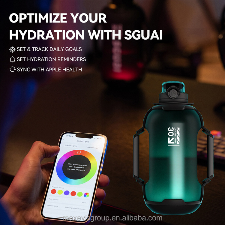 New arrival 44oz sports water bottles tracks water intake drinking bottle tritan sguai smart water bottle with app