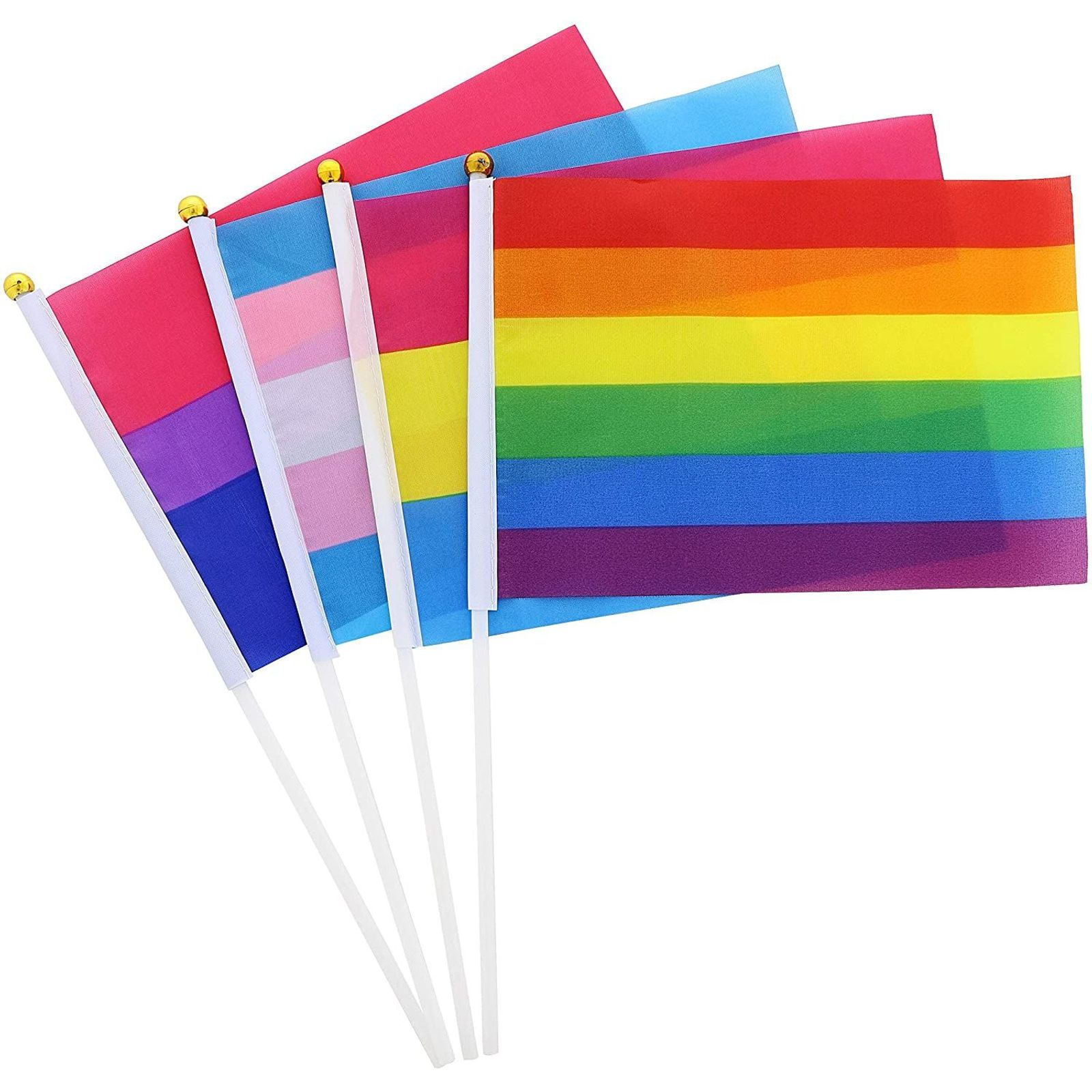 Wholesale Progress Pride Hand Flags Pride Flag Polyester Lgbt Rainbow Progress Pride Stick Flags