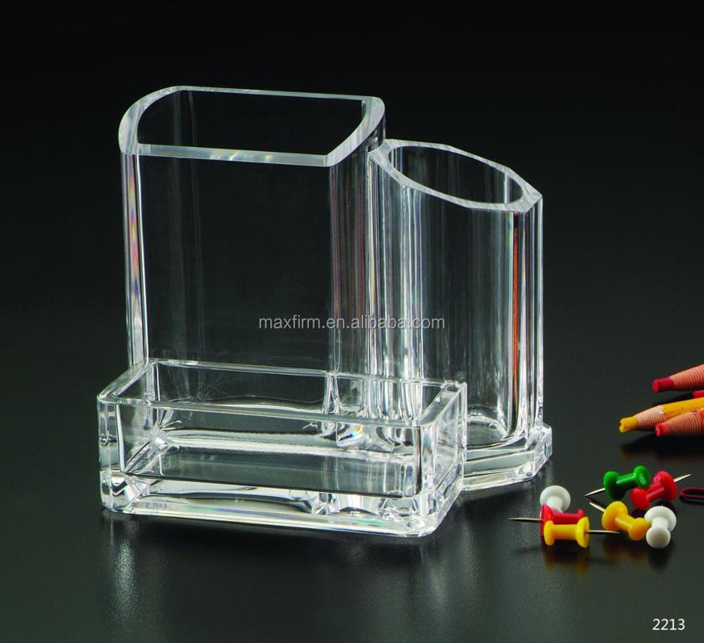 CLEAR office acrylic desk organizer pen holder file tray