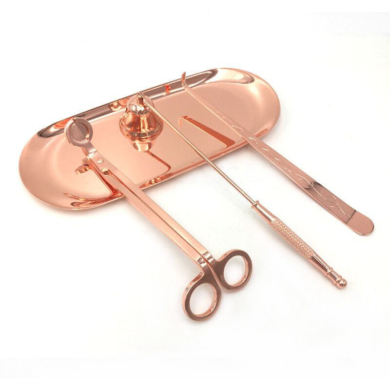 F1-435Wholesale Black Stainless Steel Wick Trimmer Scented Candles Cutter Scissors Set cut wicks And Bell For Candles