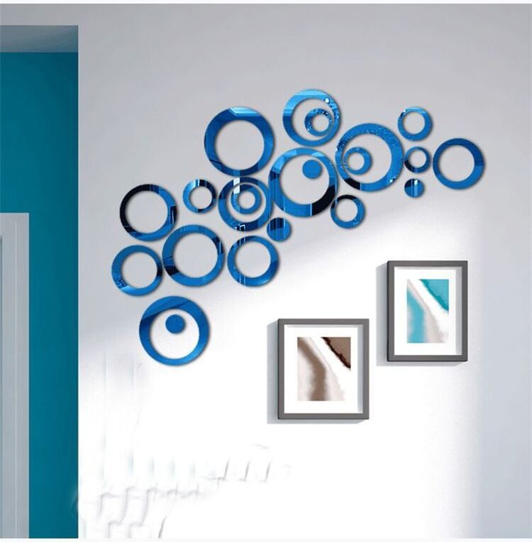 F2-449 Household 3D Mirror Circles wall sticker,  Acrylic Mirror Wall  home decoration Removable 3D Mirror Wall Stickers