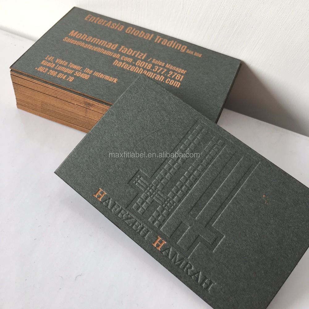 2022 Hot sales rose gold foil edges border printing letterpress business cards visiting cards thank you cards