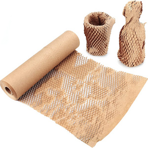 Eco Friendly Recycled Wax Cushion Wrapping Roll  Shipping Moving Honeycomb packing wrapping cushion honeycomb kraft paper sheet