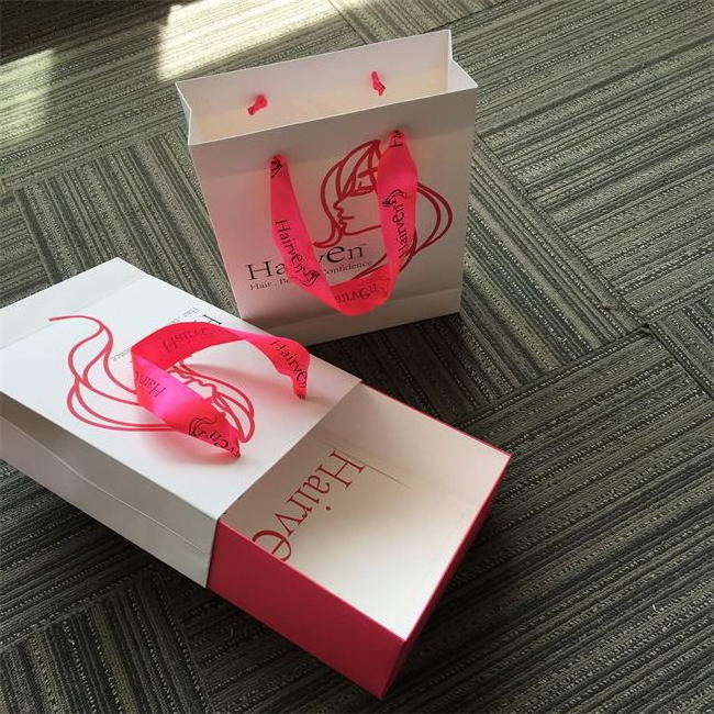 Custom Packaging Bags Hot Sales High Quality Customized Gold Foil Logo Paper bags For Hair Extension Packaging