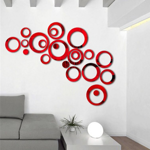 F2-449 Household 3D Mirror Circles wall sticker,  Acrylic Mirror Wall  home decoration Removable 3D Mirror Wall Stickers