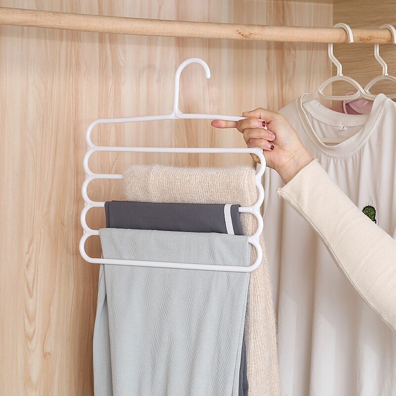 F1-377 5 Layer Non-Slip Multi-Functional Multi Layer Plastic Trousers Coat Hanger Belt Towel Holder Magic Plastics Hangers