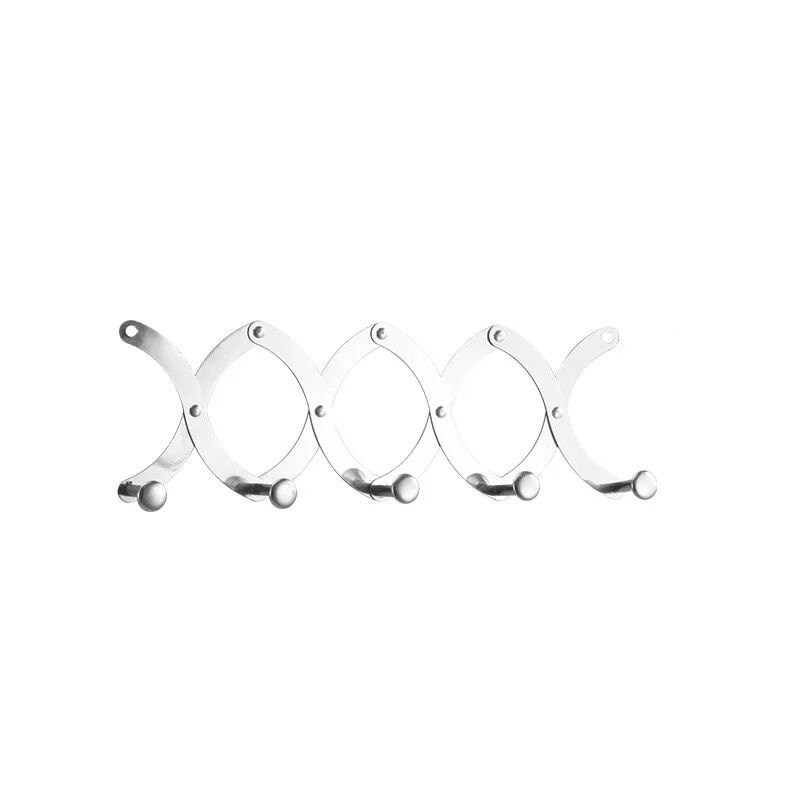 F1-240 Wall Mount Coat Hooks, Metal Robe Rail Rack Towel Hanger 5 Tri Hooks Heavy Duty Stainless Steel Hook Rail