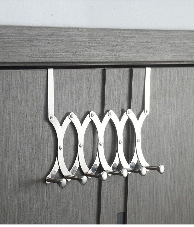 F1-240 Wall Mount Coat Hooks, Metal Robe Rail Rack Towel Hanger 5 Tri Hooks Heavy Duty Stainless Steel Hook Rail