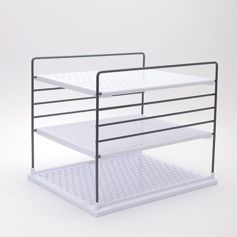 F3-407 Factory directly provides three-layer storage rack, daily necessities sorting, mini storage rack and iron support