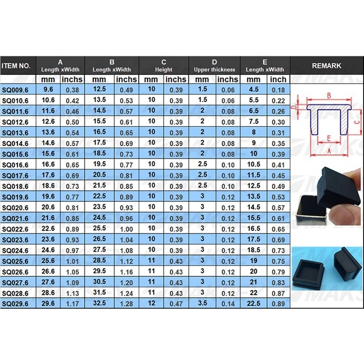 MAKSEY High Temperature resistance Silicone Stopper for Square Hole