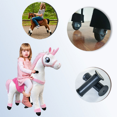 Ponyfunny ride on toy horse pony ride on pony cycle ride on rocking horse with wheels, ride on animal toy