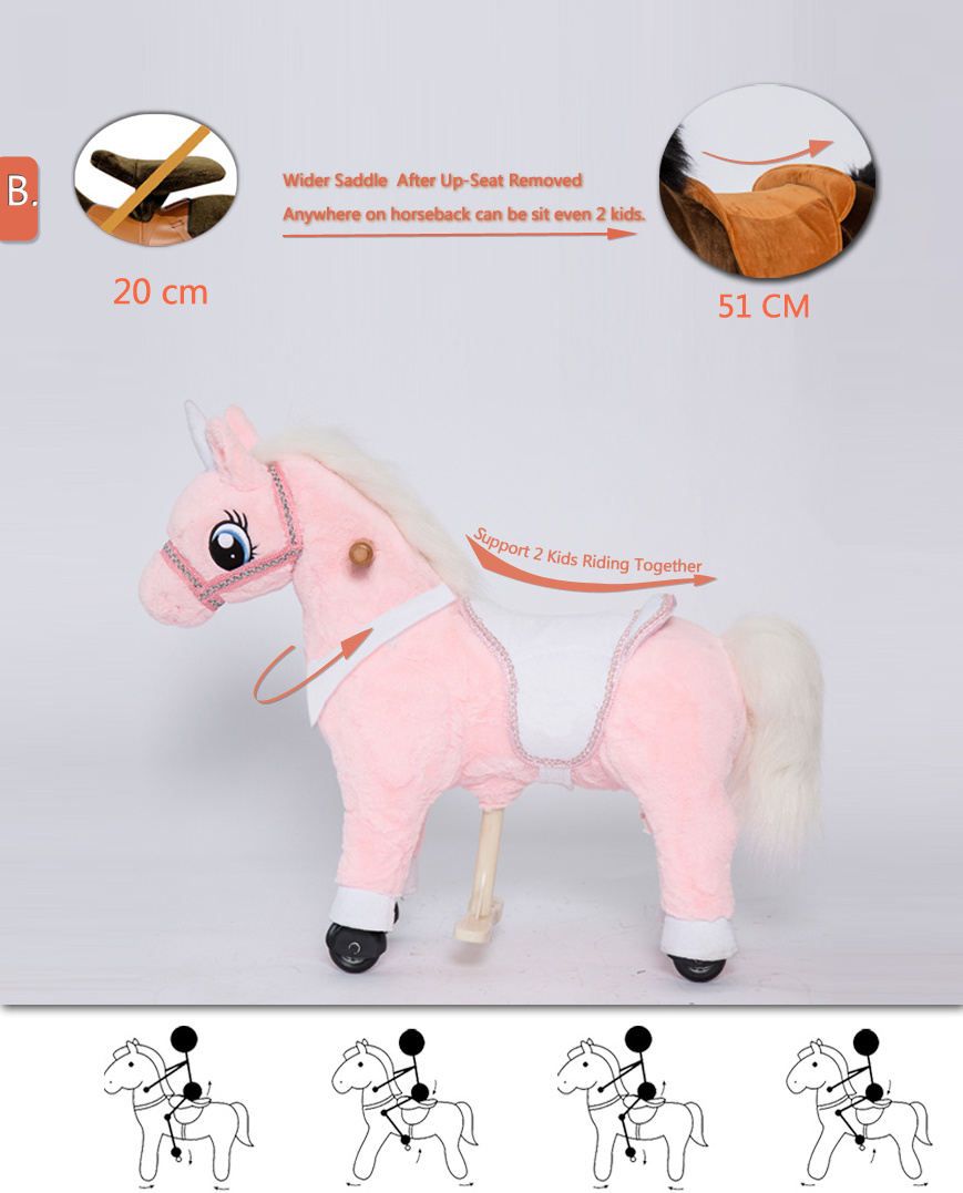 Ponyfunny ride on toy horse pony ride on pony cycle ride on rocking horse with wheels, ride on animal toy