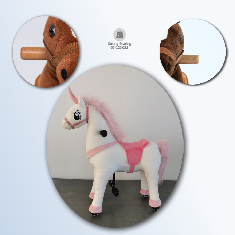 Plush Rocking horse toy mechanical horse riding for sale, ride on pony powered by kids bounce up and down.