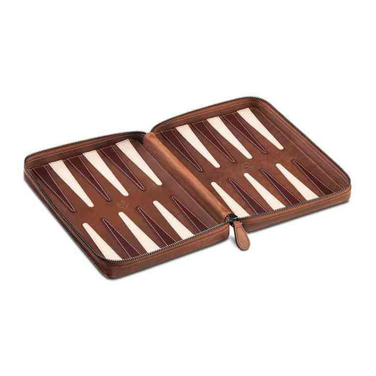 Handmade Chaping Portable Backgammon Board Game Wholesale Leather Travel Backgammon