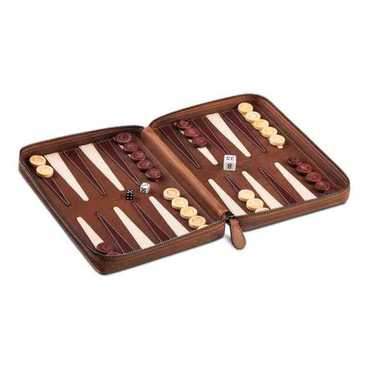 Handmade Chaping Portable Backgammon Board Game Wholesale Leather Travel Backgammon