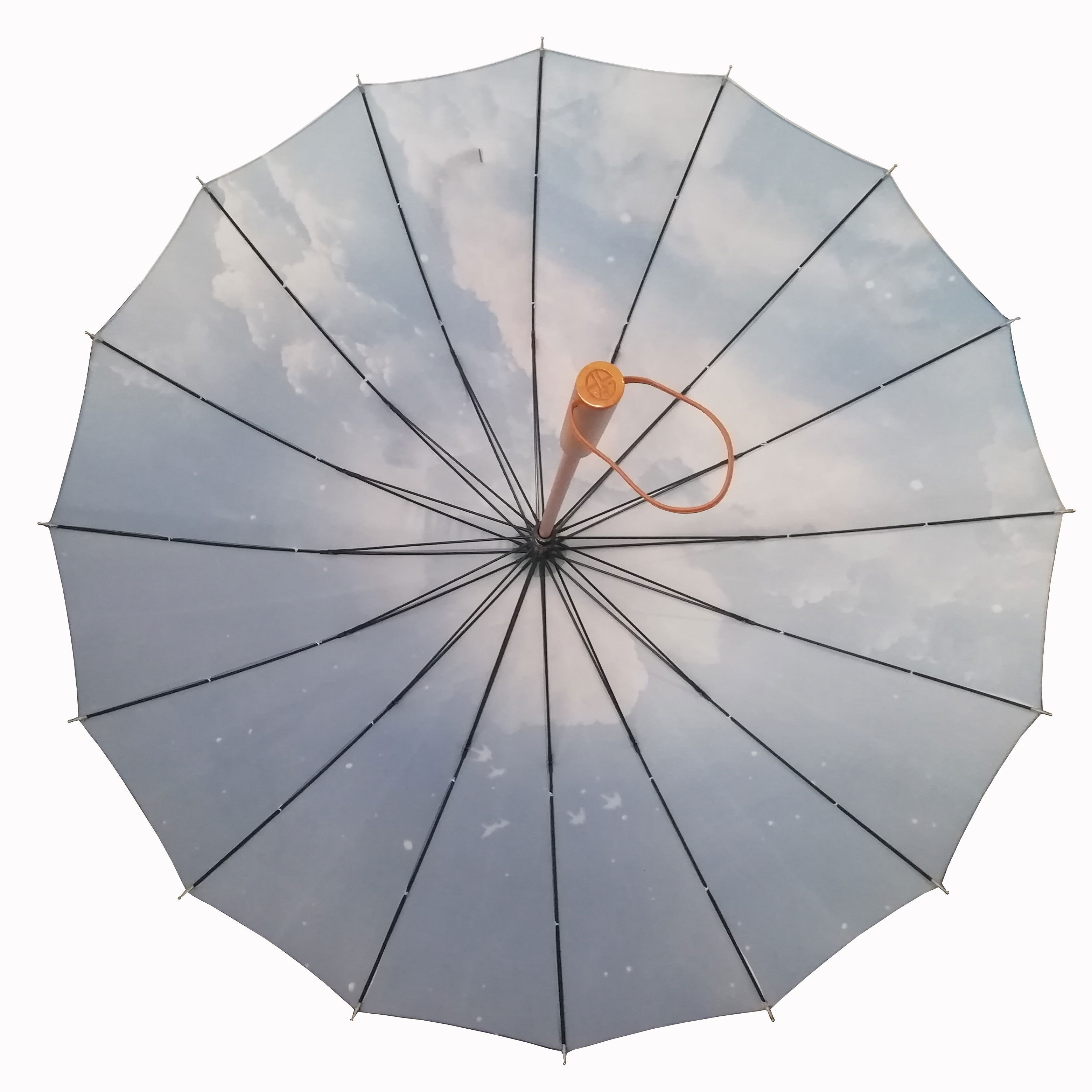 DIGITAL PRINTING STARRY SKY STAIGHT UMBRELLA WITH WOOD HANDLE