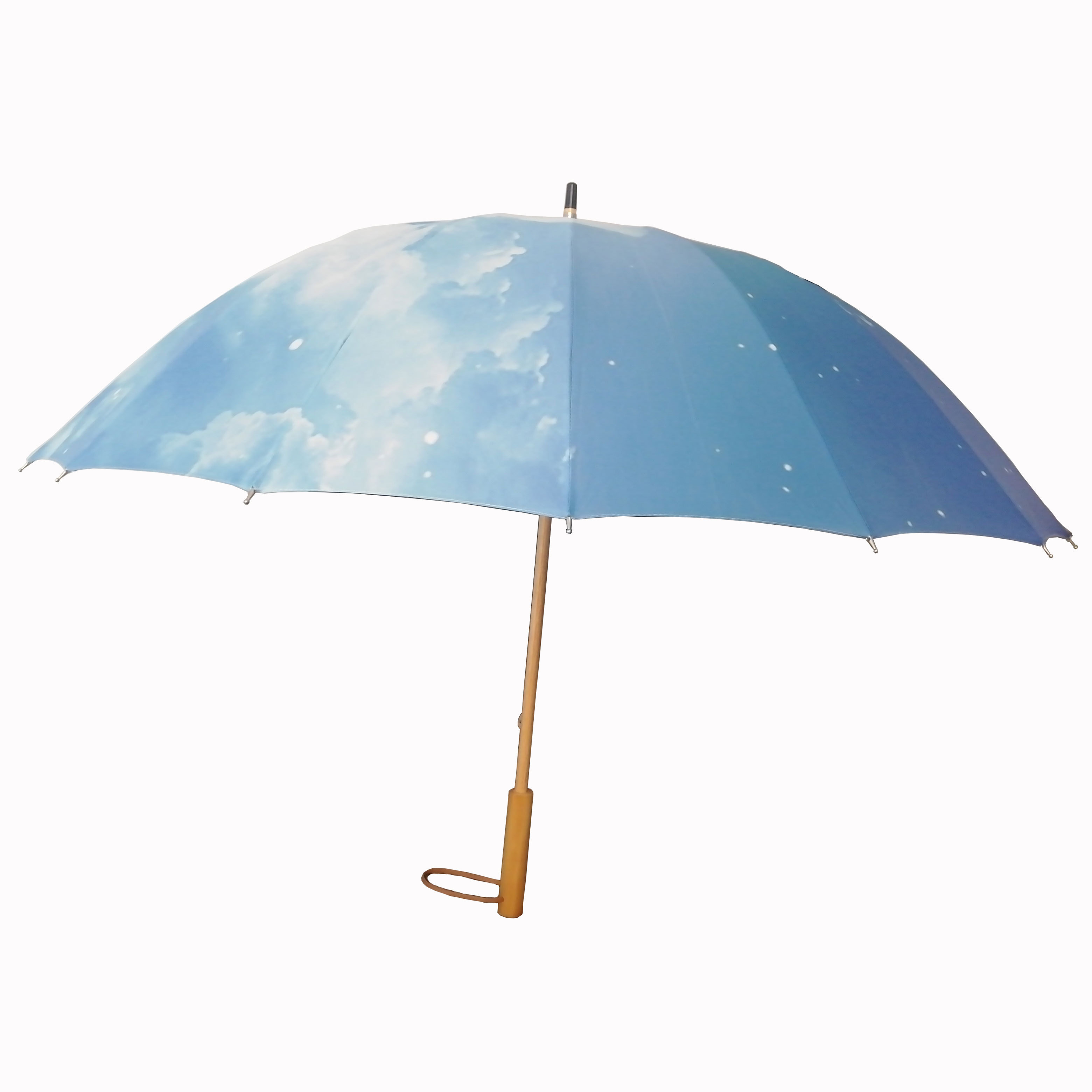 DIGITAL PRINTING STARRY SKY STAIGHT UMBRELLA WITH WOOD HANDLE