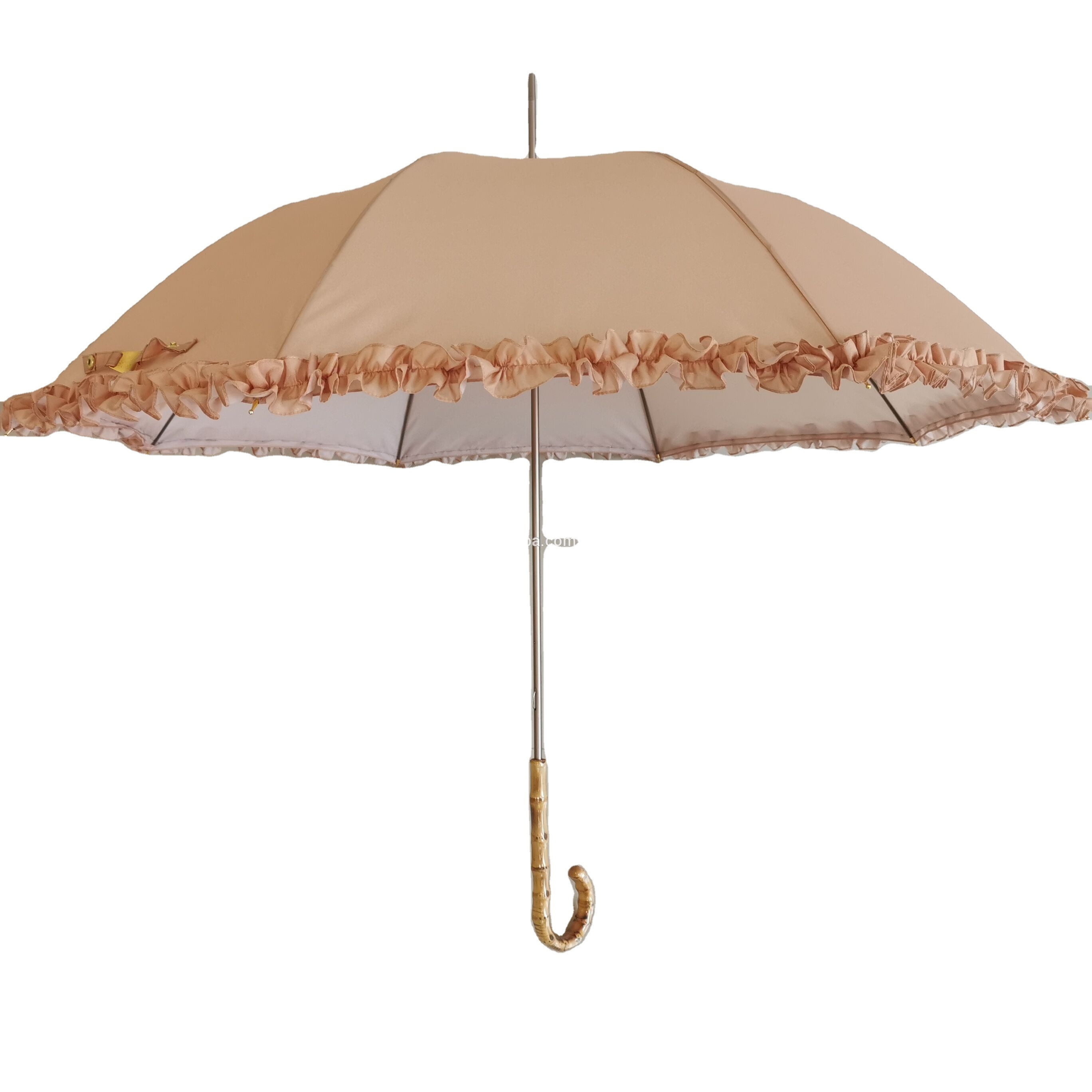 DOME UMBRELLA ROSE GLOD FRAME  BAMBOO HANDLE SUPER LIGHT