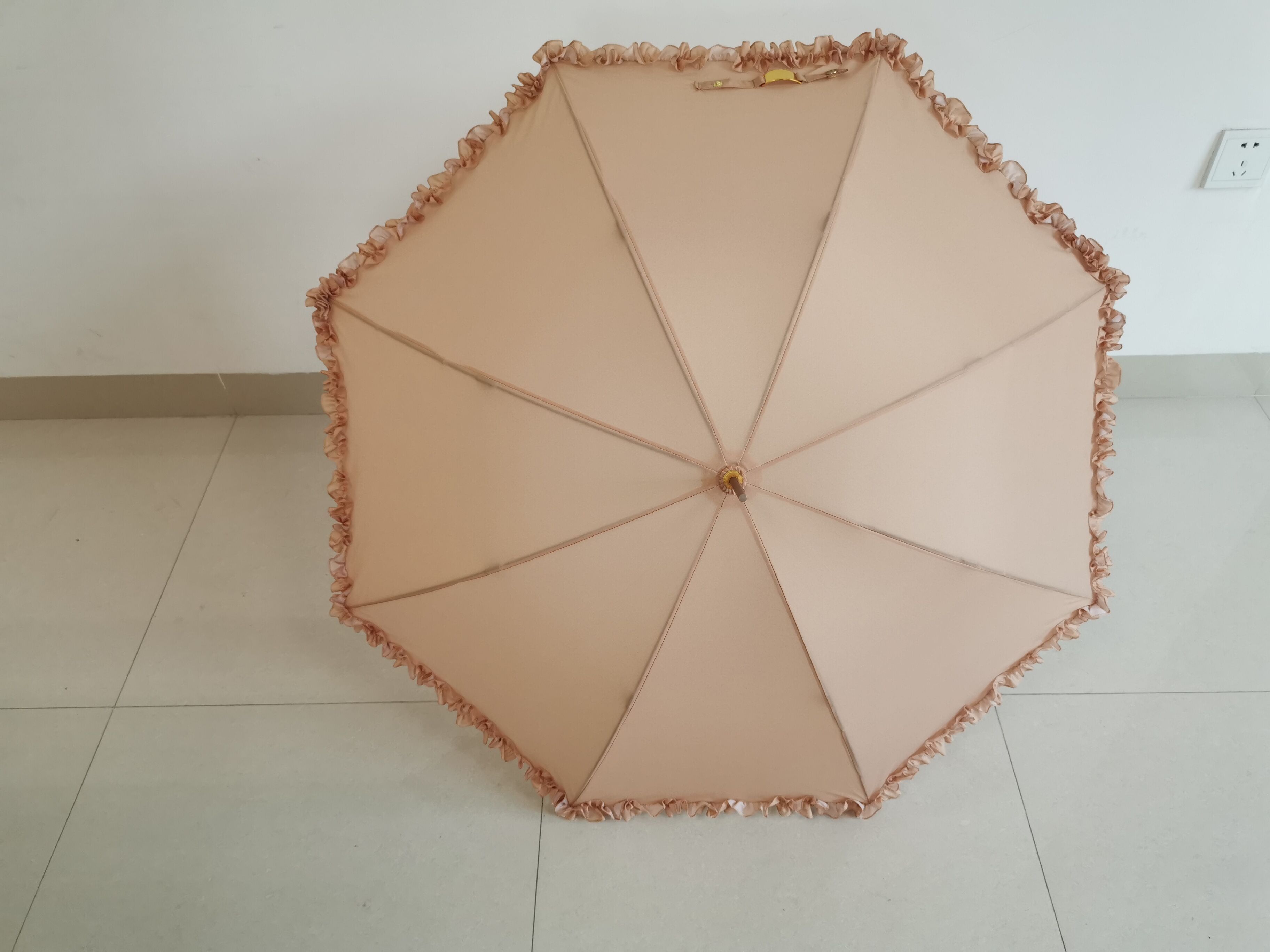 DOME UMBRELLA ROSE GLOD FRAME  BAMBOO HANDLE SUPER LIGHT