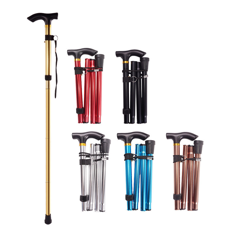 Automatic retractable duralumin alloy outdoor mountain elderly walking sticks hiking trekking poles cane