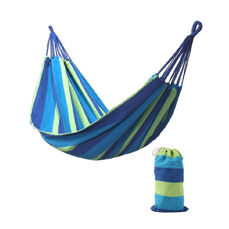 Portable Striped Hammock Outdoor Camping Leisure Bed Thickened Canvas Hanging Bed Sleeping Swing Hammock Chair