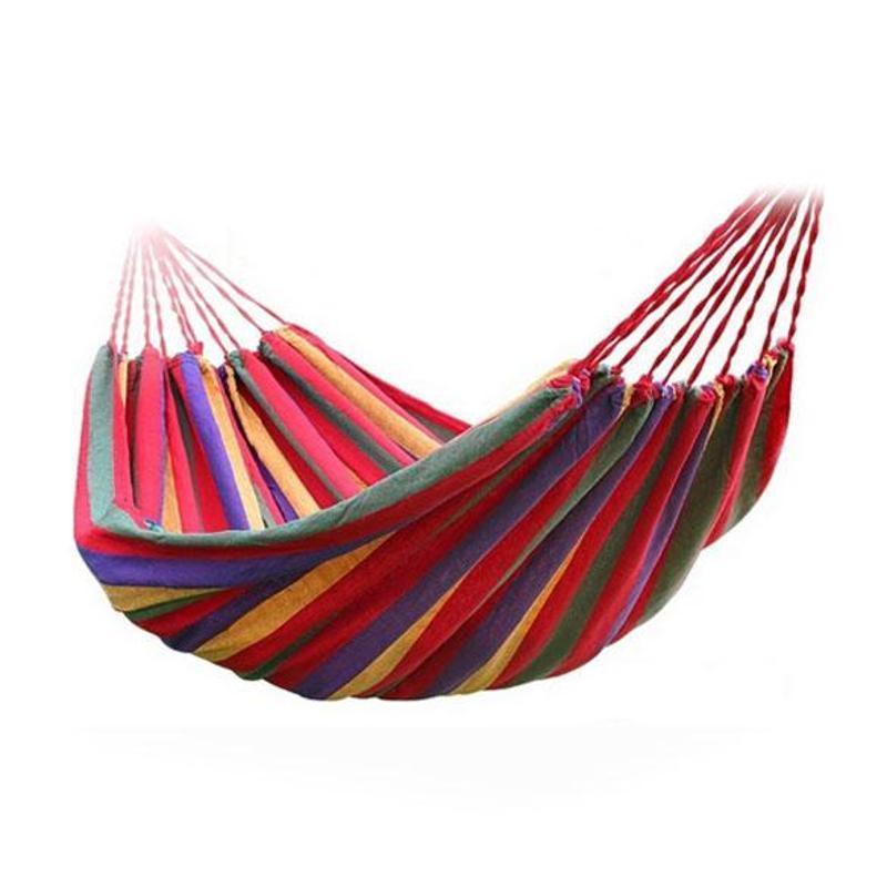 Portable Striped Hammock Outdoor Camping Leisure Bed Thickened Canvas Hanging Bed Sleeping Swing Hammock Chair