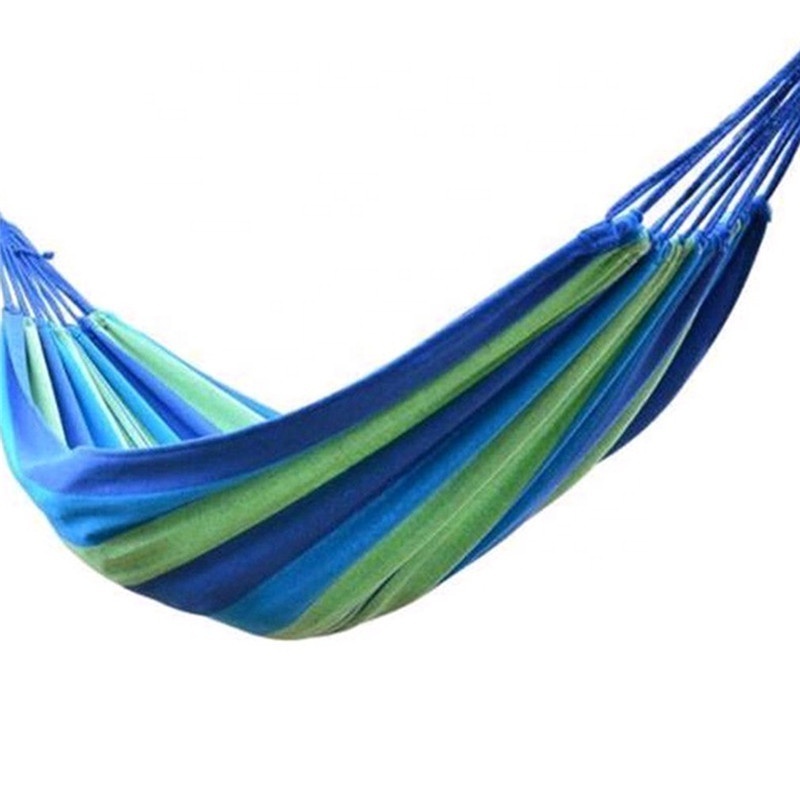 Indoor Outdoor Colorful Striped Camping Hammock Swing Thick Canvas Hanging Bed hammock