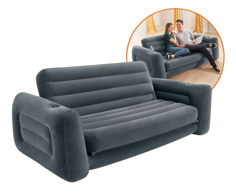 Popular inflatable pull-out chair folding portable velvety single sofa bed furniture