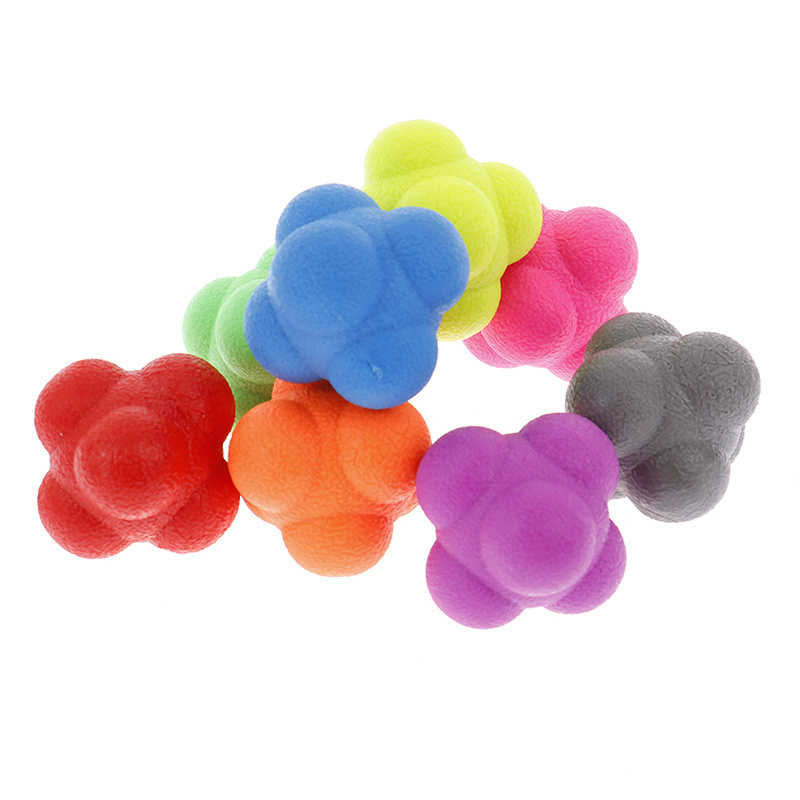 5.5cm Hexagonal Reaction Ball Silicone Agility Coordination Reflex Exercise Sports Fitness Training Ball