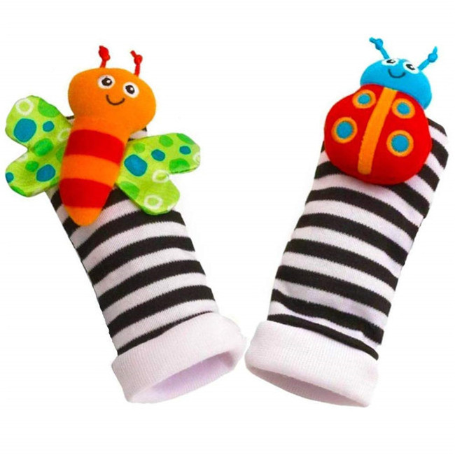 2021 Popular Animal Children Infant Newborn Toy Plush Foot  Wrist Rattle Baby Foot Socks