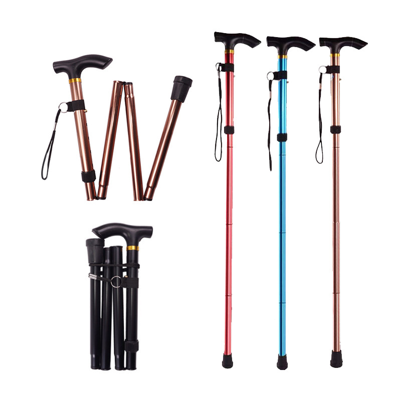 Automatic retractable duralumin alloy outdoor mountain elderly walking sticks hiking trekking poles cane