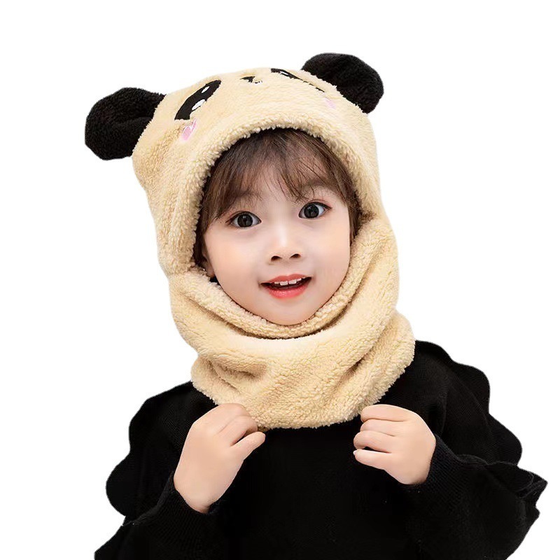 Super warm Cartoon Hat Girls Boys Scarf Thicken Cap Children plush Kids hat