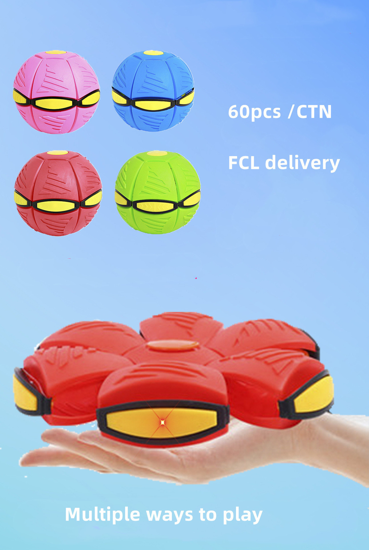 Outdoor Deformable  glowing ball Multiplayer UFO Football Basketball flying saucer Toy balls