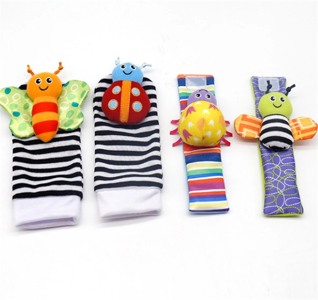 2021 Popular Animal Children Infant Newborn Toy Plush Foot  Wrist Rattle Baby Foot Socks