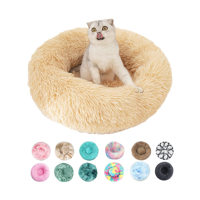 Manufacture customised quality calming anti-anxiety nest modern orange donut cat house pet beds