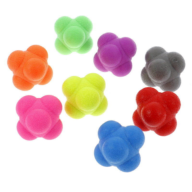 5.5cm Hexagonal Reaction Ball Silicone Agility Coordination Reflex Exercise Sports Fitness Training Ball