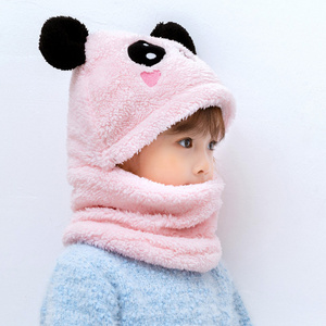 Super warm Cartoon Hat Girls Boys Scarf Thicken Cap Children plush Kids hat