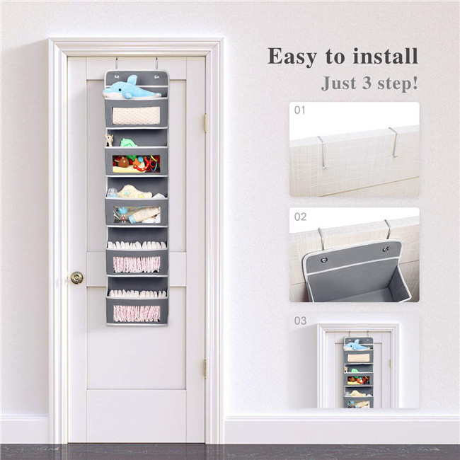 Factory wholesale non-woven fabric Door Hanging Organizer over the door storage organizer