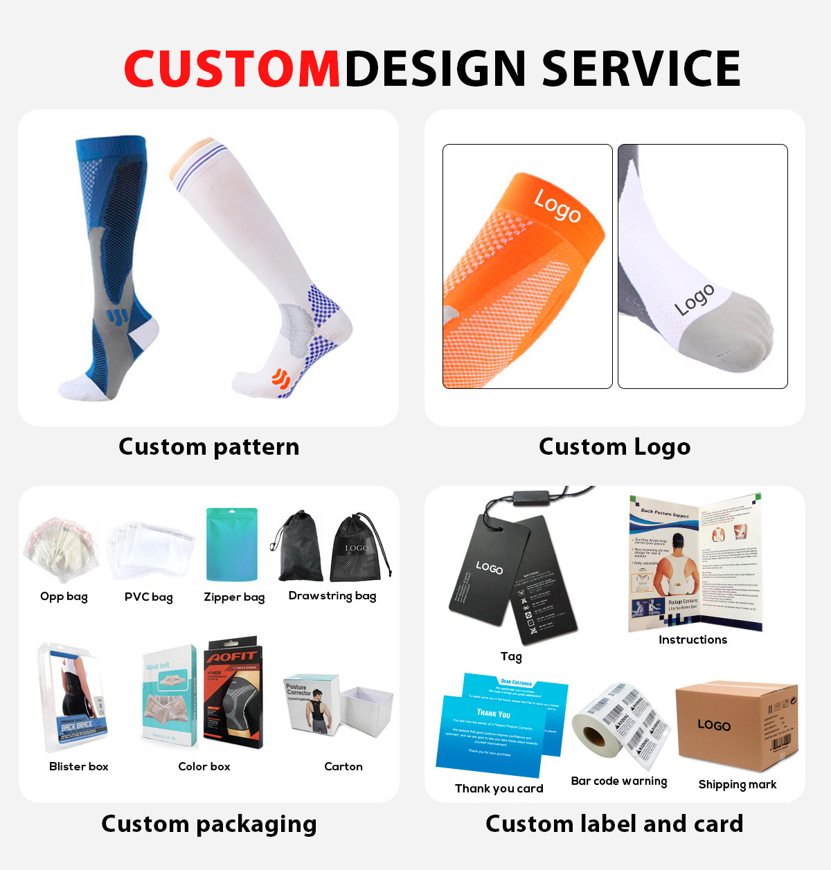 Factory Price Custom Logo Men Women Knee High Sports Medical Football Soccer Nurse Compression Socks 20-30mmhg