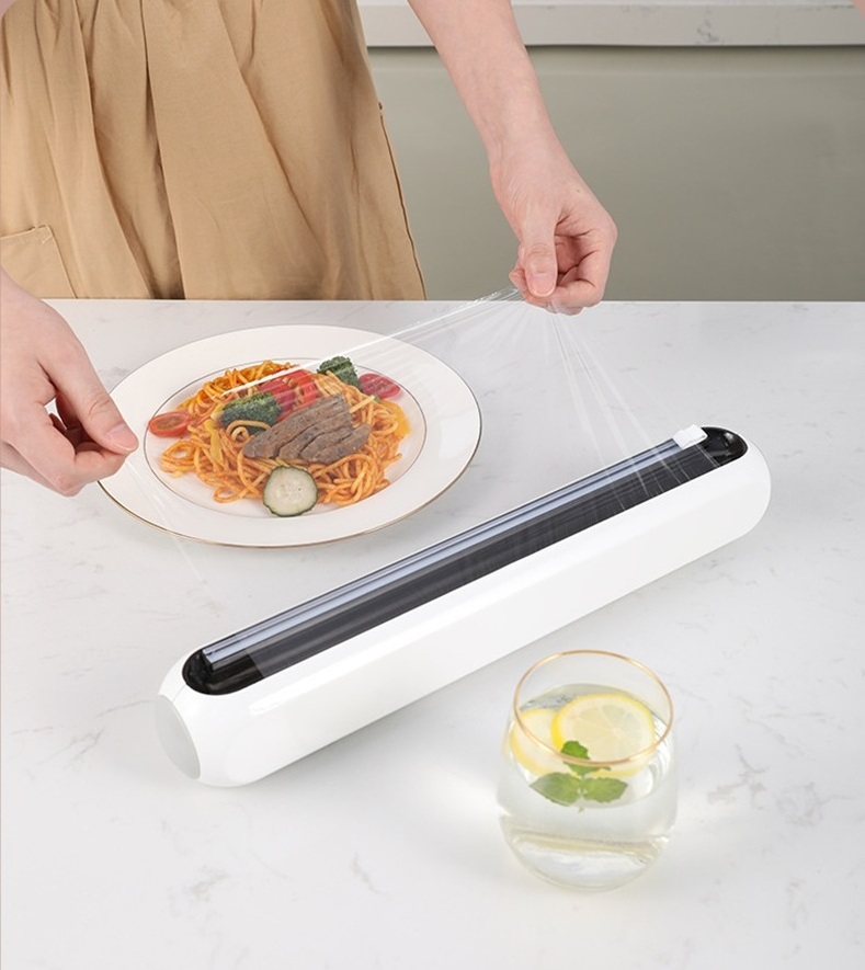 Household Kitchen Tool Dispenser Slider PVC Plastic cling wrap cutter Plastic Wrap Food Plastic Wrap Dispenser