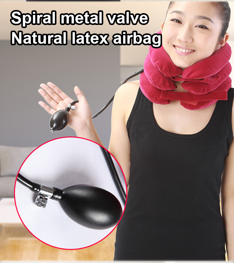 Decompression fixed orthopedic retractor collar support inflatable cervical neck traction device