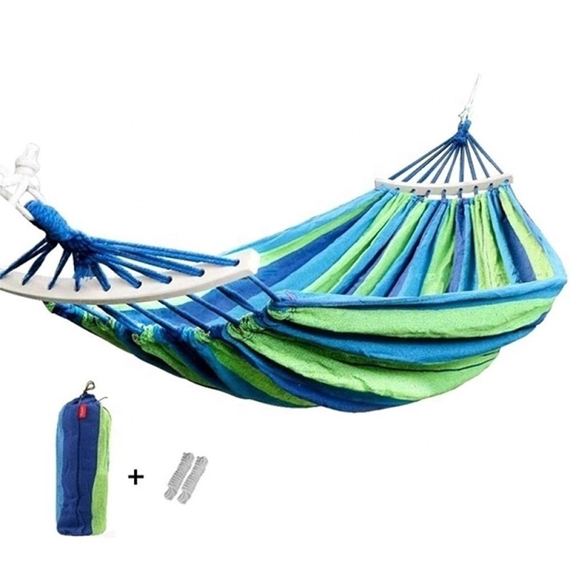 Best Seller Durable Portable Cotton Canvas Stripe Double Single People Outdoor Travel Camping Hammock