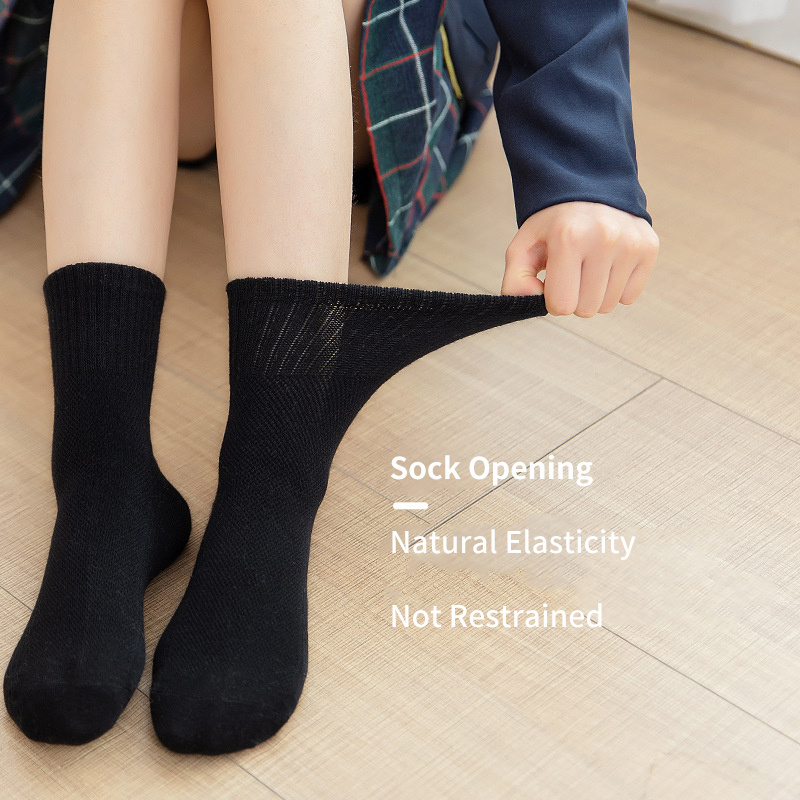 2022 Wholesale Cheap Solid Cotton Student Children Cotton Crew School Kid Socks