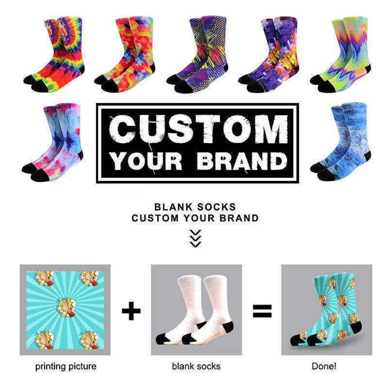 Custom short Blank digital print socks mid calf sublimation sports socks