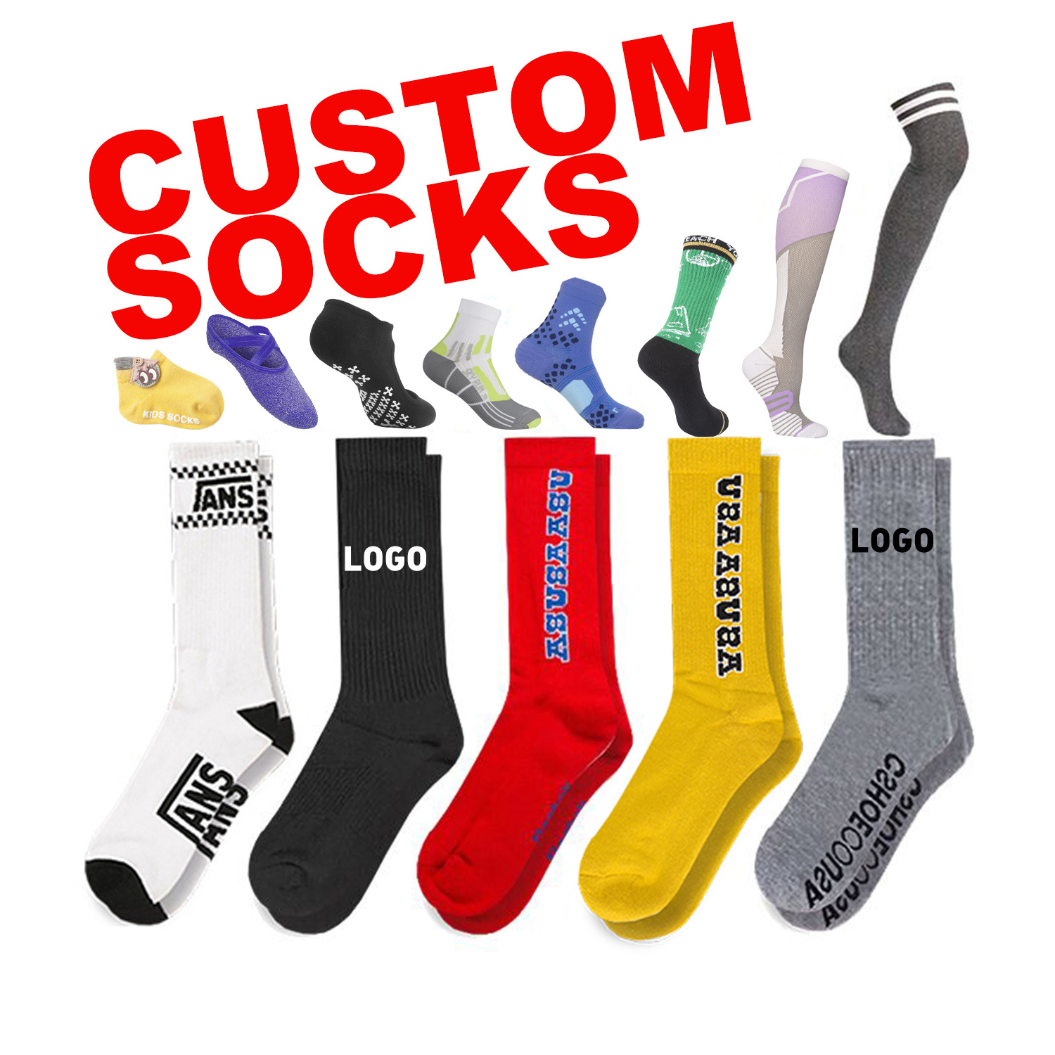 Custom Brand Logo Outdoor Merino Nylon Running Cycling Soccer Hip Hop High Street Sport Wear Hemp Hiking Short Crew Socks